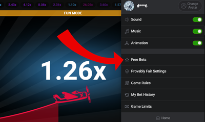 Aviator mängu Free Bets funktsioon - boonused